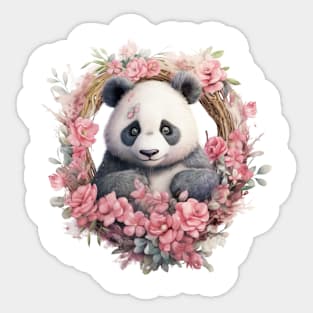 Pink Christmas Panda Sticker